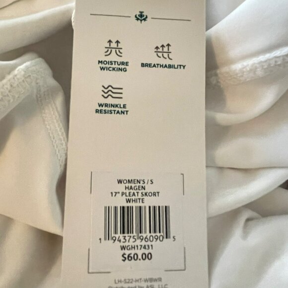 Lady Hagen Pleated Skort Size Small White Golf Tennis Athletic Moisture Wick NWT - Picture 5 of 7